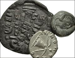 MIXED. Greek to Byzantine. Includes: GREEK: Kings of Macedon, Alexander III ‘the Great’. Æ Unit // ROMAN IMPERIAL: Antoninus Pius. AR Denarius // BYZANTINE: Anonymous Follis. Pius VF, other Near VF, l