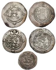 Estimate $300 SASANIAN. Lot of three AR Drachms. Includes the following: Ardashir III. 628-630 AD. Year 2. First crown. LD=Ray mint. Göbl I/1 // Year 2. Second crown. NY=uncertain mint. Göbl II/1 // Y