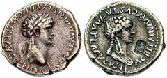 Estimate $1000 CAPPADOCIA, Caesarea. Nero and Agrippina. 54-68 AD. AR Drachm (3.62 gm). Laureate head of Nero right / Draped bust of Agrippina right; c/m: ligatured KK. RPC I 3637.5 (this coin); Syden