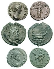 Estimate $200 DIVA FAUSTINA Sr., wife of Antoninus Pius. Died 141 AD. AR Denarius (3.41 gm). Draped bust right / Aeternitas standing facing, head left with veil blown out around it, holding globe in r