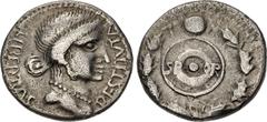 Roman Imperial Civil War. AD 68-69. AR Denarius (18mm, 3.52 g, 7h). Group I. Spanish mint, supporting Galba. LIBERTAS RESTITVTA, Draped bust of Libertas right / S P Q R on round shield within oak wrea