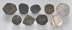 Large Lots MIXED. Greek-Islamic. Lot of nine (9) bronze and silver issues. Includes: GREEK: SELEUKID EMPIRE. Antiochos IX Eusebes Philopator (Kyzikenos). Æ 17.5mm // EARLY MEDIEVAL: CRUSADERS, Antioch