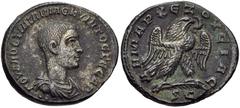 SYRIA, Seleucis and Pieria. Antioch . Hostilian. As Caesar, AD 250-251. AR Tetradrachm (26mm, 11.34 g, 6h). Bare-headed and draped bust right; •• below / Eagle standing right on branch, holding wreath