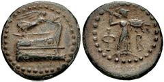 LYCIA, Phaselis. Circa 190-167 BC. Æ 18mm (4.45 g, 12h). Prow of galley right; above, Nike flying right, holding wreath / Athena Promachos advancing right; B to right. Heipp-Tamer B58; SNG Copenhagen 