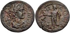 LYDIA, Blaundus. Pseudo-autonomous issue. Time of Trebonianus Gallus and Volusian, AD 251-254. Æ 24mm (7.05 g, 6h). Laureate and draped bust of the Senate right / Zeus standing left, holding phiale ov