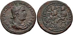 CILICIA, Anazarbus. Valerian I. AD 253-260. Æ 30mm (14.57 g, 6h). Dated CY 272 (AD 253/4). Laureate, draped, and cuirassed bust right / Valerian and Gallienus seated left on curule chairs. Ziegler 832