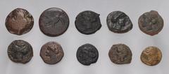 Large Lots GREEK. Magna Graecia & Sicily. Lot of thirteen (13) Æ Punic and Sicilian issues. Includes: SICILY: Himera. Æ Hemilitron. HGC 2, 479 (2) // Syracuse. Second Democracy. Æ Hexas. HGC 2, 1430 (