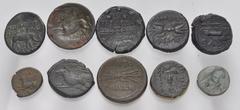 Large Lots GREEK. Miscellaneous. Lot of ten (10) bronze issues. Includes: BRUTTIUM, Lokroi Epizephyrioi. temp. Pyrrhos of Epeiros. Æ // KINGS OF MACEDON. Amyntas III. Æ Tetrachalkon. Aigai or Pella mi