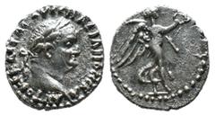 Roman Provincial (Silver, 1.66g 14mm) Vespasian, Hemidrachm of Caesarea, AR Hemidrachm AD 69-79 Laureate head right / Nike advancing right,