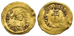 BYZANTINE (GOLD, 1.53g 16mm) BYZANTINE EMPIRE Maurice Tiberius (A.D. 582-602). Gold Tremissis