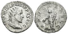 Imperial Philippus I. Arabs. (244-247 AD). AR Antoninianus. Rome. Obv: IMP M IVL PHILIPPVS AVG. cuirassed bust of Philippus I. Arabs right. Rev: ANNONIA AVGG. Annonia standing left holding scales and 