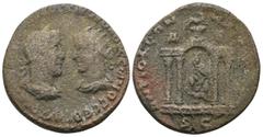 Provincial Trebonianus Gallus and Volusianus. (251-253AD). Æ Bronze. Seleucis and Pieria. Antioch. Obv: cuirassed bust of Gordian III. left / laureate bust of Gordian II. right. Rev: Fortuna sitting i