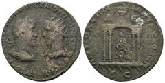 Provincial Trebonianus Gallus and Volusianus. (251-253AD). Æ Bronze. Seleucis and Pieria. Antioch. Obv: cuirassed bust of Gordian III. left / laureate bust of Gordian II. right. Rev: Fortuna sitting i