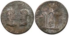 Provincial Trebonianus Gallus and Volusianus. (251-253AD). Æ Bronze. Seleucis and Pieria. Antioch. Obv: cuirassed bust of Gordian III. left / laureate bust of Gordian II. right. Rev: Fortuna sitting i