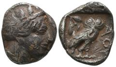 Greek Athen. Attika. (454-404 BC). AR Tetradrachm. Obv: head of Athena Parthenos. Rev: owl right, olive branch and crescent. Weight 16.77 gr - Diameter 24 mm