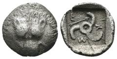 Greek Lycia. Perikles. (380-360 BC) AR Third Stater. Obv: lion scalp facing. Rev: Triskeles. Weight 1.18 gr - Diameter 12 mm