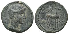 Greek Coins LYKIEN, PAMPHYLIEN UND KILIKIEN LYCIA. Prägungen der lykischen Liga. Periode V: Bronzemünzen der Bezirke, Serie B. KYANEAI Æs, 27 v. Chr./40 n. Chr.; Drapierte Büste der Artemis r., über d