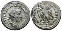 Roman Provincial Philipp I. Arabs. (244-249 AD). Billon Tetradrachm. Antioch. Obv: laureate bust of Philipp I. Arabs right. Rev: eagle spreading wings standing right holding wreath. Weight 12,75 gr - 