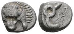 Greek Dynasts of Lycia AR Tetrobol. Perikles, circa 390-375 BC. Facing lion's scalp / Triskeles. Weight 2,64 gr - Diameter 11 mm.