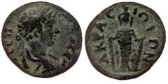 Roman Provincial LYDIA. Akrasos. Geta (Caesar, 198-209). AE Obv: Π CEΠTI ΓETAC KA. Laureate, draped and cuirassed bust right. Rev: AKPACIΩTΩN.Artemis Ephesia standing facing. Dane Kurth Lydia Volume 2