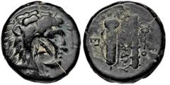 Greek Kings of Macedon, Philip III Arrhidaios (323-317 BC). AE17 Unit In the name of Alexander III, Tarsos. Head of Herakles right, wearing lion skin; kerykeion to right, CM: Δ (?) within oval punch. 