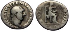 Roman Imperial Vitellius (69) AR Denarius Rome, 69 A VITELLIVS GERM IMP AVG TR P - laureate head of Vitellius right Rev: PONT MAXIM - Vesta, veiled, seated on throne right, holding patera and scepter.