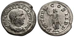 Roman Imperial BALBINUS (238) AR Denarius (Silver, 2.99g, 20mm) Rome, 238. Obv: IMP C D CAEL BALBINVS AVG - laureate, draped and cuirassed bust right Rev: P M TR P COS II P P - togate emperor standing