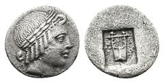 Greek (Silver. 1.20. 15mm) Lycia. Masikytes. Lycian League circa 35-30 BC. Hemidrachm AR Diademed head of Apollo right, Rev: kithara, within incuse square. Troxell Period IV, Series 4, 103; RPC 3304.