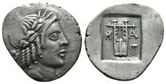 Greek (Silver. 1.80g 19mm) Lycia. Masikytes circa 48-23 BC. Hemidrachm AR Laureate head of Apollo right / Lyra; all within incuse square