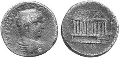 THE ANCIENT WORLD Roman Provincial Coins of Architectural Interest No.: 203 Estimate: USD 150 SYRIA. Emesa. Caracalla, 197-217 AD. AE 29. 22.78gm. Laur. bust r./ Temple of Heliogabal. Date: Z/H(?) KF=