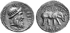 THE ANCIENT WORLD ROMAN IMPERATORIAL COINAGE No.: 227 Estimate: USD 400 Metellus Pius Scipio, Imperator and father-in-law of Pompey Magnus. Denarius, 47-46 BC. North African mint. Laureate head of Jup