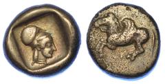MONETE GRECHE CORINZIA - CORINTO. Statere, 450 a.C. circa. Testa di Atena a d., con elmo corinzio entro quadrato incuso. R/ Pegaso in volo a s., ali ripiegate, briglia sul collo. Calciati, Pegasi 53. 