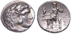 MONETE GRECHE REGNO DI SIRIA. SELEUCO I NICATOR, 312-281 a.C. Tetradracma, anni 300-295 a.C. Seleucia. Testa di Eracle a d. con copricapo di pelle di leone. R/ Zeus seduto in trono con aquila e scettr