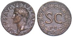COLLEZIONE EMILIO CARRERA, MONETE DELL'IMPERO ROMANO OTTAVIANO AUGUSTO, 27 a.C. - 14 d.C., Dupondio, anni al 22-26 (Divo Augusto). Testa radiata a s. R/ S C entro ghirlanda. Coh. 252. BMC Tiberio 143.