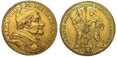 Monete Pontificie ALESSANDRO VIII (Pietro Ottoboni), 1689-1691. Quadrupla 1690. A. II.  ALEX VIII P M INEVNTE AN II Busto a d. con camauro mozzetta e stola ornata di aquila bicipite e fogliami; sotto,