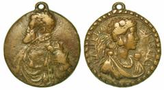 MONETE E MEDAGLIE DI ZECCHE ITALIANE NARNI. FILIPPO II, 1556-1598. Medaglia in bronzo. Busto a s. di Filippo II. R/ Busto a d. di Polissena Grimaldi (moglie del Gattamelata). Opus: Pompeo Leoni (?). P