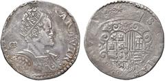 ZECCHE ITALIANE NAPOLI. Filippo II di Spagna (1554-1598). Mezzo Ducato 1575 GR - VP. AG (g 12,35). PR 23; MIR 174/7; Magliocca 27 (indicato come R5). Tosato e con tracce di vecchia pulizia, ma esempla