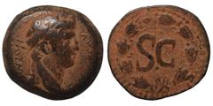 Roman Provincial SYRIA, Seleucis and Pieria. Antioch. Otho, 69. Semis (bronze, 8.42 g, 23 mm). IMP M [OTHO CAE AVG] Laureate head of Otho to right. Rev. Large S C within laurel wreath. McAlee 322; RPC