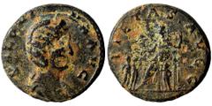 Roman Imperial Salonina, Augusta, 254-268. As (bronze, 8.45 g, 23 mm), Rome. SALONINA AVG Diademed and draped bust of Salonina right. Rev. PIETAS AVG Salonina, draped, seated left, holding sceptre, wi