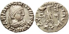 Indo Greek BAKTRIA. Indo-Greek Kingdom. Zoilos III Soter, circa 45-35 BC. Drachm (silver, 2.34 g, 17 mm). Diademed and draped bust right. Rev. Athena Alkidemos advancing left; kharoshthi letter in lef