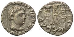 Indo Greek BAKTRIA. Indo-Greek Kingdom. Zoilos III Soter, circa 45-35 BC. Drachm (silver, 2.13 g, 15 mm). Diademed and draped bust right. Rev. Athena Alkidemos advancing left; kharoshthi letter in lef