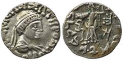 Indo Greek BAKTRIA. Indo-Greek Kingdom. Zoilos III Soter, circa 45-35 BC. Drachm (silver, 2.28 g, 16 mm). Diademed and draped bust right. Rev. Athena Alkidemos advancing left; kharoshthi letter in lef