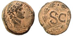 Roman Provincial SYRIA, Seleucis and Pieria. Antioch. Otho, 69. As (bronze, 12.65 g, 27 mm). IMP M [OTHO CAE] AVG Laureate head of Otho to right. Rev. Large S C within laurel wreath. McAlee 321; RPC I
