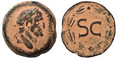 Roman Provincial SYRIA, Seleucis and Pieria. Antioch. Galba, 68-69. Ae (bronze, 11.96 g, 27 mm). [IM·SER·SVL·GALBA·CAE] Laureate head of Galba to right. Rev. Large S C within laurel wreath. McAlee 312