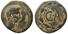 Roman Provincial SYRIA, Seleucis and Pieria. Antioch (?). Augustus, 27 BC–14 AD. "Dupondius" (bronze, 9.16 g, 23 mm). Bare head of Augustus, right. Rev. Large CA within wreath. BMC 712 ('Pergamum'); M