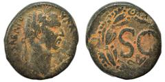 Roman Provincial SYRIA, Seleucis and Pieria. Antioch. Nerva, 96-98. Ae (bronze, 8.26 g, 21 mm). [IMP CA]ESAR NERVA […] Laureate head of Nerva to right. Rev. Large S C within laurel wreath. Nearly very