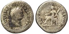 Roman Imperial Titus, 79-81. Denarius (silver, 2.89 g, 18 mm), Rome. IMP TITVS CAES VESPASIAN AVG P M Laureate head of Titus to right. Rev. TR P VIIII IMP XV COS VII P P Ceres seated to left, holding 