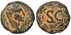 Roman Provincial SYRIA, Seleucis and Pieria. Antioch. Nerva, 96-98. Ae (bronze, 5.26 g, 20 mm). IMP CAESAR NERVA AVG III COS Laureate head of Nerva to right. Rev. Large S•C within laurel wreath; Δ bel