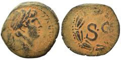 Roman Provincial SYRIA, Seleucis and Pieria. Antioch. Otho, 69. Semis (bronze, 5.26 g, 22 mm). [IMP M OTHO] CAE AVG Laureate head of Otho to right. Rev. Large S C within laurel wreath. McAlee 322; RPC