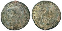 Roman Imperial Nero Claudius Drusus. Imitative Sestertius (bronze, 13.45 g, 31 mm), Uncertain mint, copying Rome. NERO CLAVDIVS DRVSVS GERMANICVS IMP Bare head left. Rev. TI CLAVDIVS CAESAR AVG P M TR